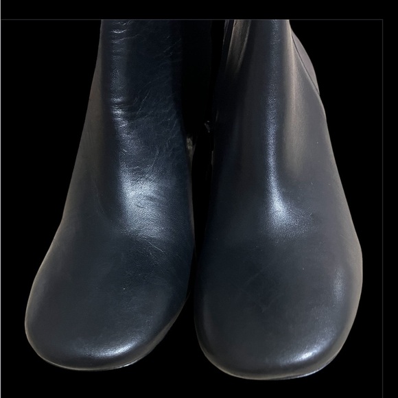 ZARA BLACK LEATHER OVER THE KNEE BOOTS ZIP & BLOCK HEEL Size US-7 / EU 37 - Picture 16 of 16